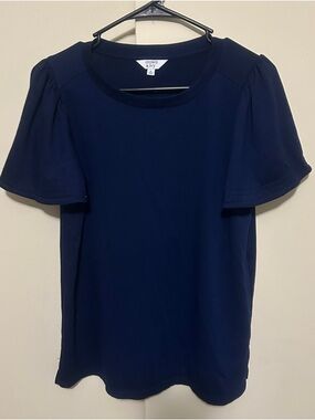 crown & ivy Navy Short Flutter Sleeve Blouse